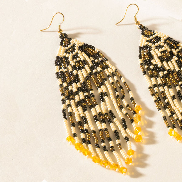 Rattler's Tale Beaded Earrings in Dusty Black - Myra USA