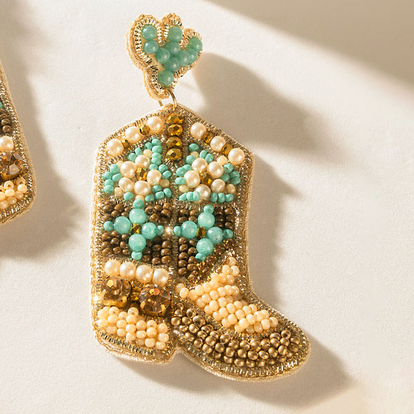 Boots & Bloom Earrings in Jade Green - Myra USA