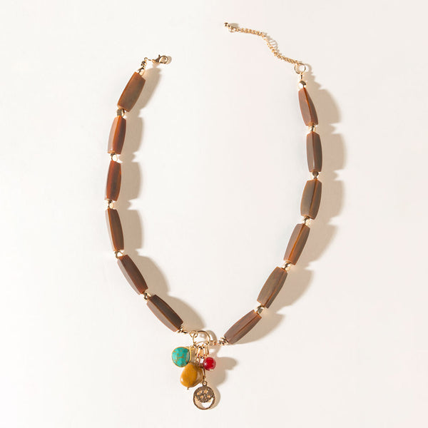 The Elowen Necklace in Cedar Brown - Myra USA