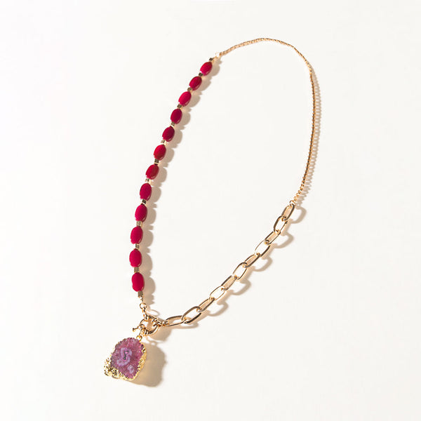 Amarillo Rose Necklace in Ruby Bloom