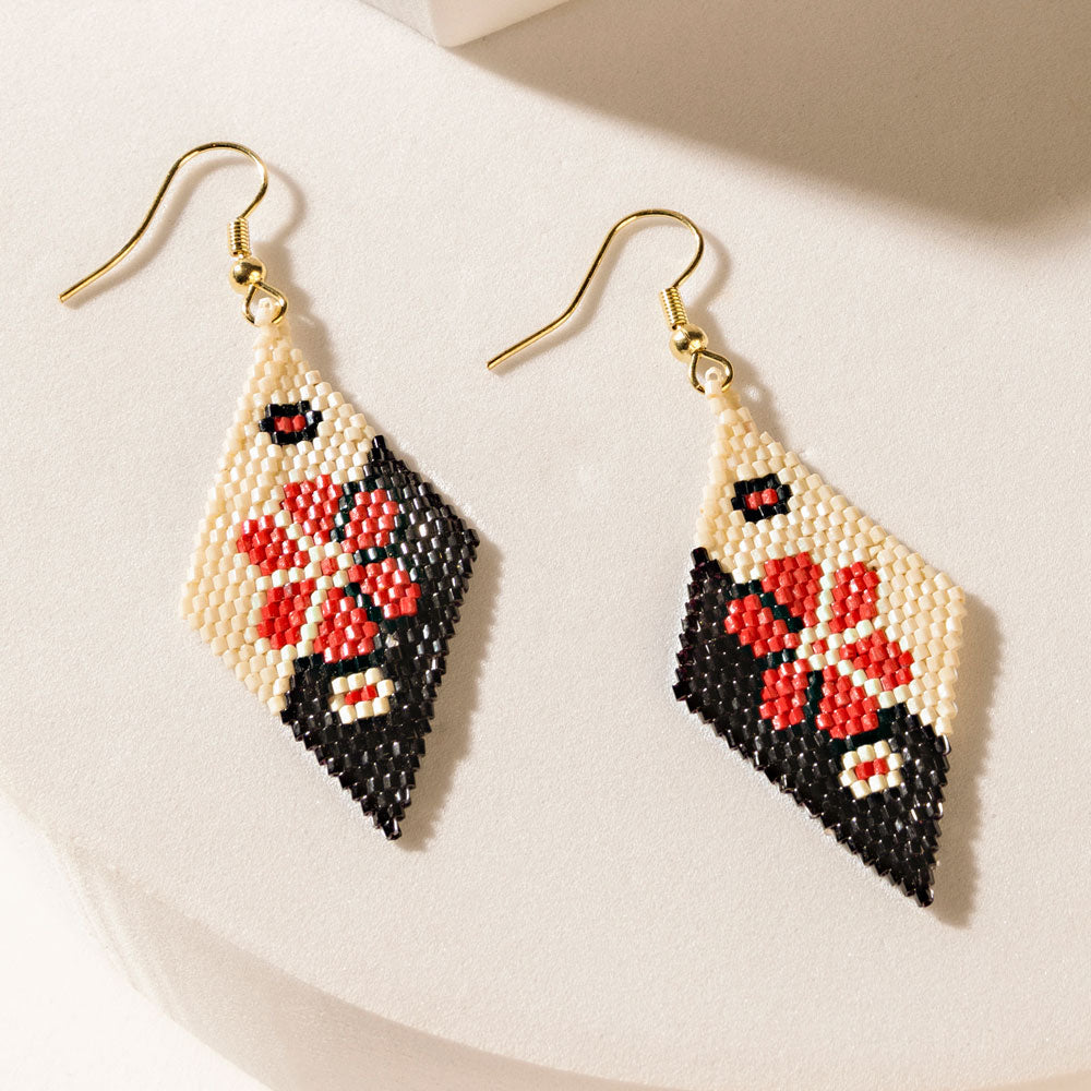 Calico Rose Earrings in Ranch Red