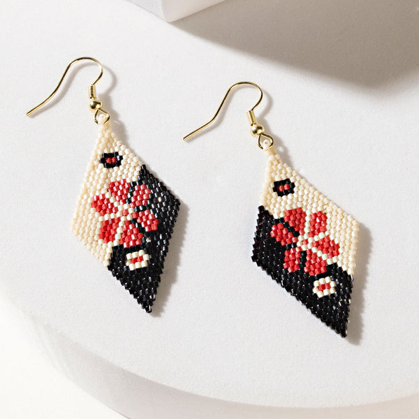 Calico Rose Earrings in Ranch Red