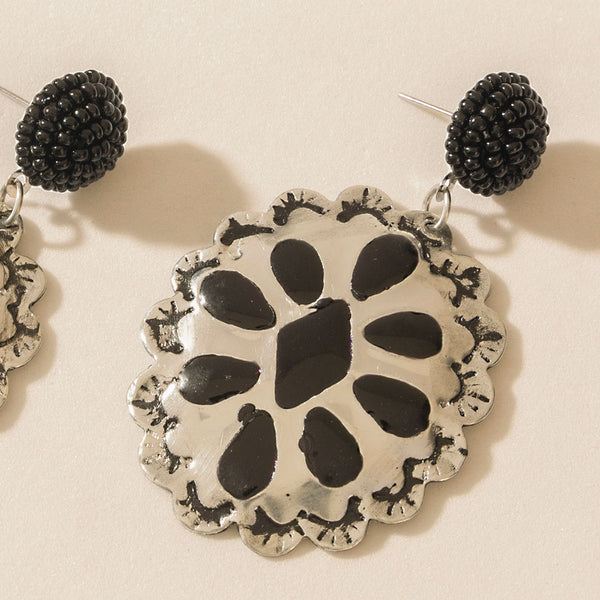 Midnight Rosette Earrings in Starry Black - Myra USA