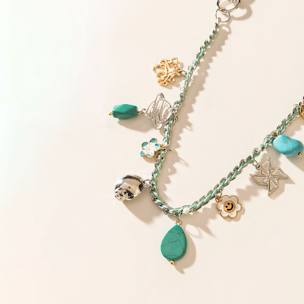Seaside Relic Bag Charm in Lagoon Blue - Myra USA
