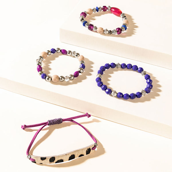 Panthera Layered Bracelet in Neon Plum - Myra USA