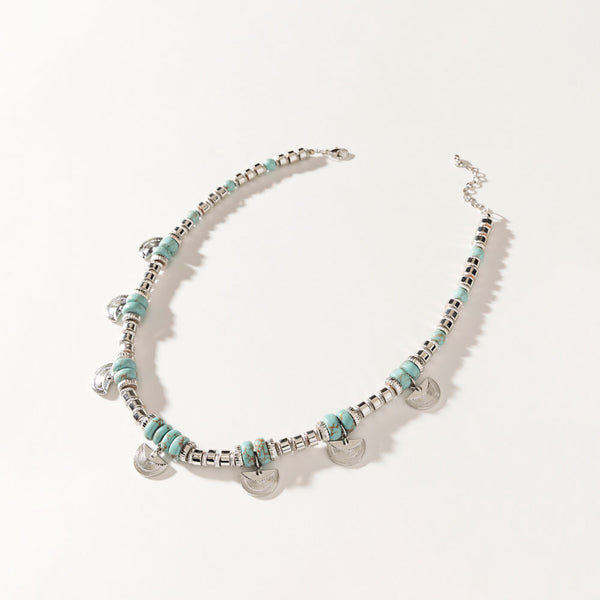 Santa Fe Moon Medallion Necklace in Dusty Silver - Myra USA