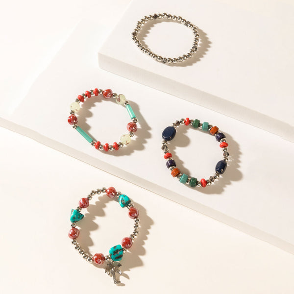 Islander Bliss Stack Bracelet in Lagoon Coral - Myra USA