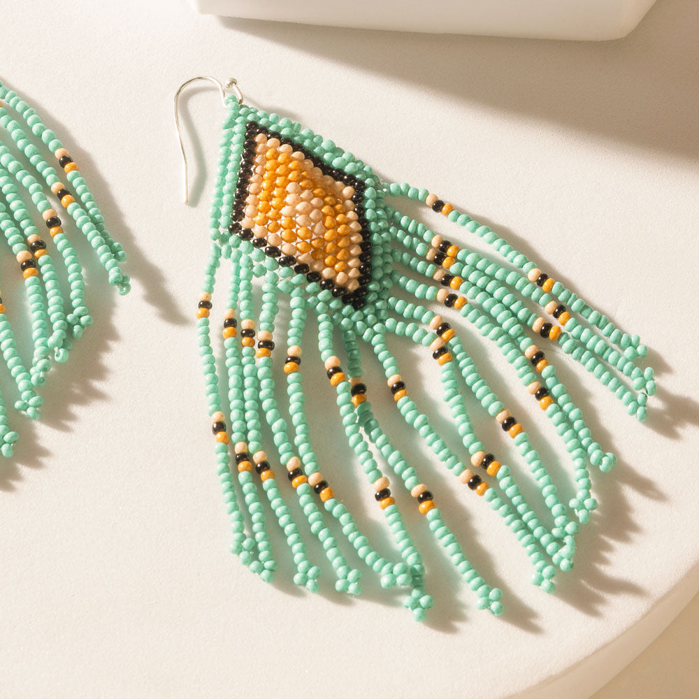 Dakota Diamond Earrings in Sky Teal - Myra USA