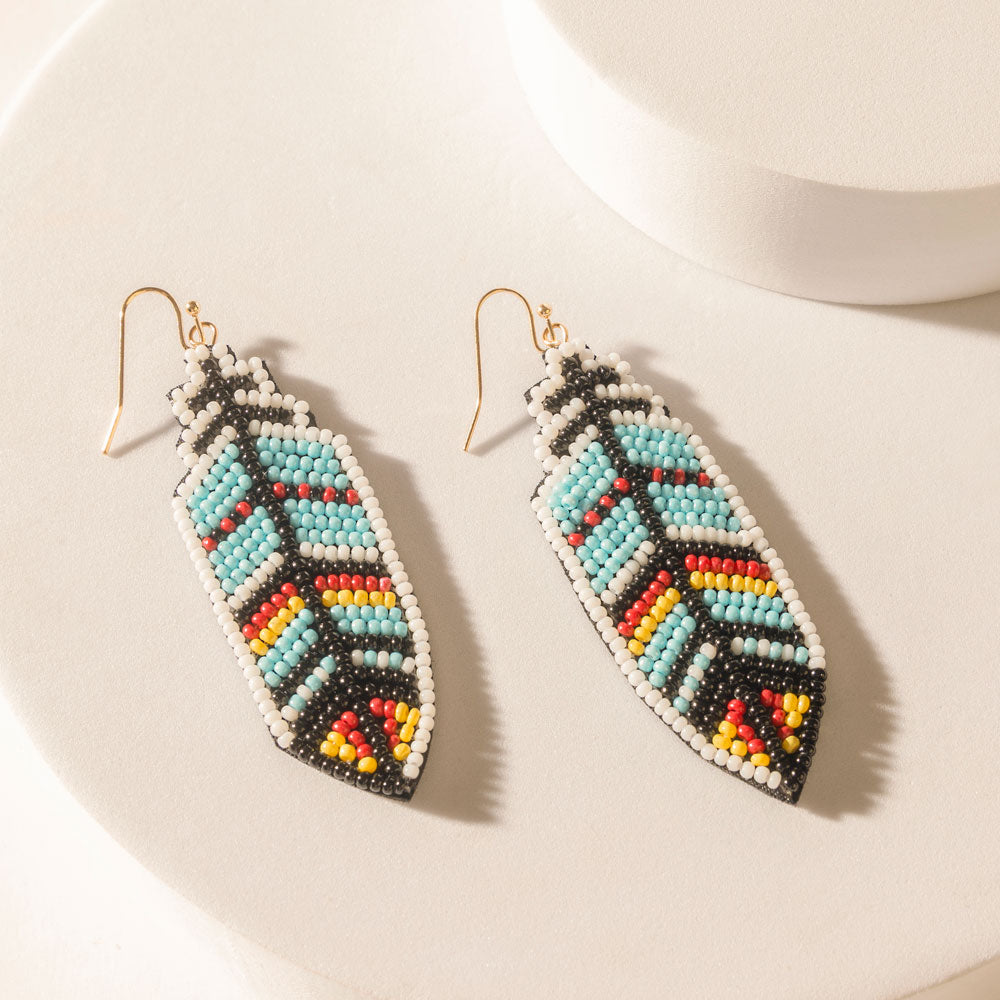 Zuni Feather Earrings in Skyfall Blue - Myra USA