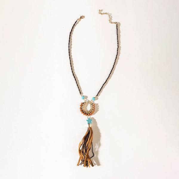 Whip & Whisper Necklace in Saddle Tan - Myra USA