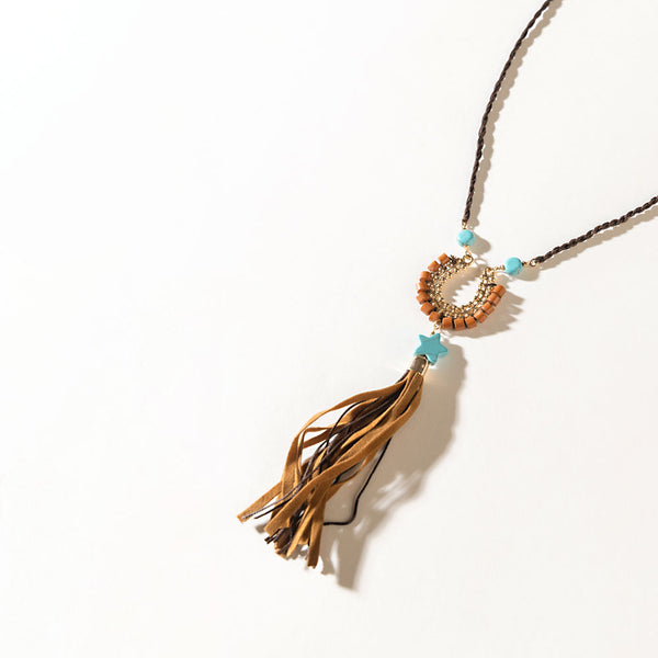 Whip & Whisper Necklace in Saddle Tan - Myra USA