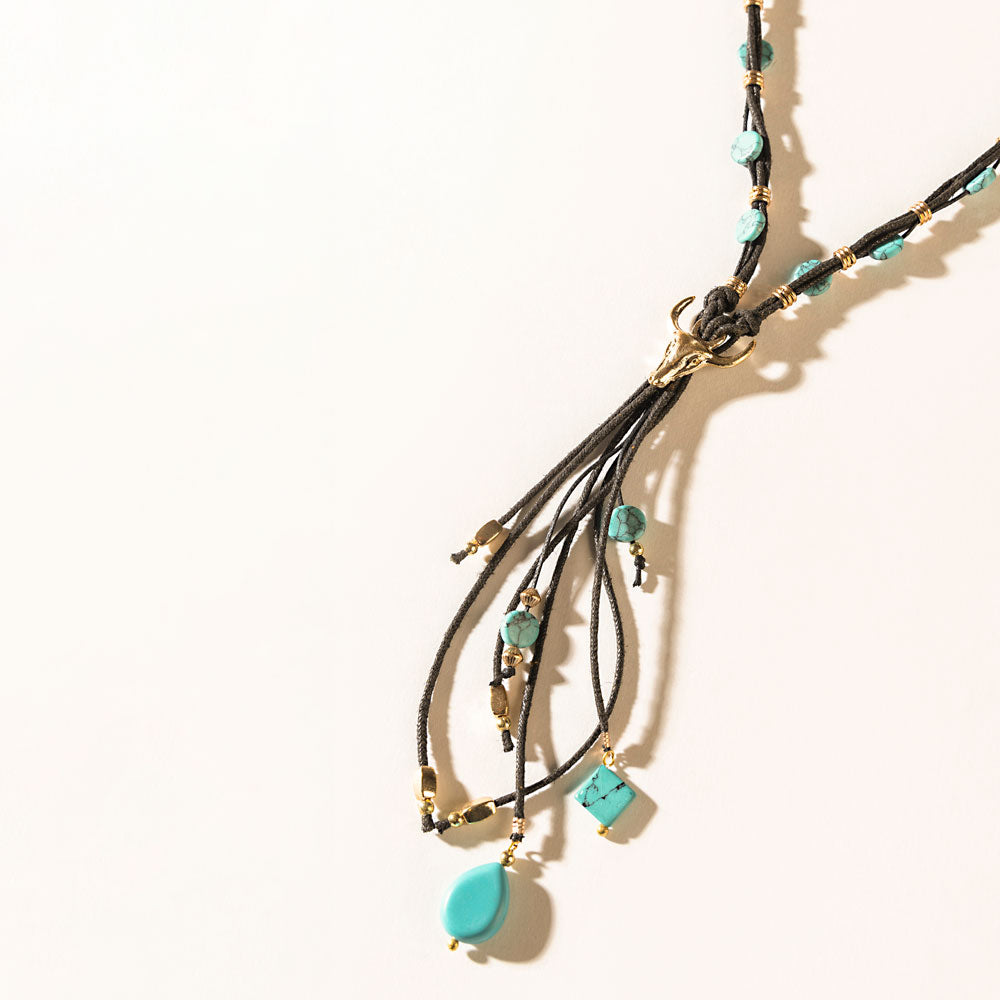 Bullseye Moonstone Necklace in Ghost Blue