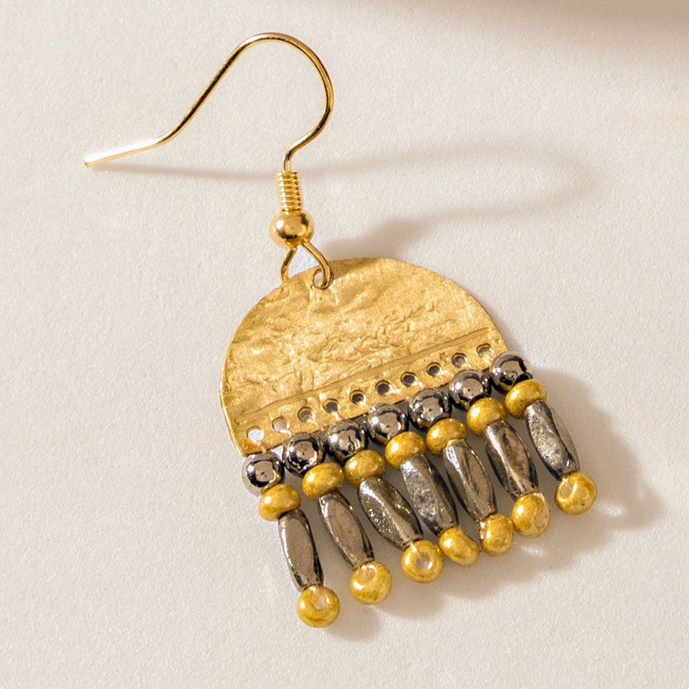 Half Moon Bloom Earrings in Prairie Brass - Myra USA