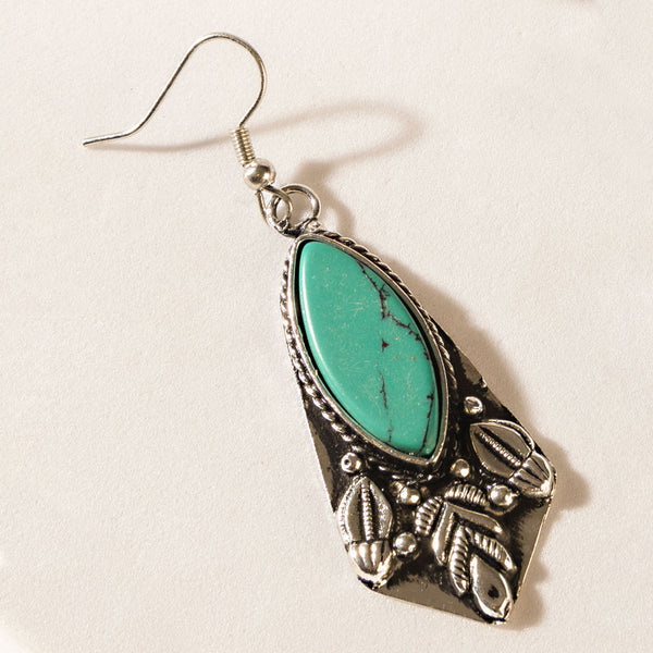 Prairie Armor Earrings in Saddle Teal - Myra USA