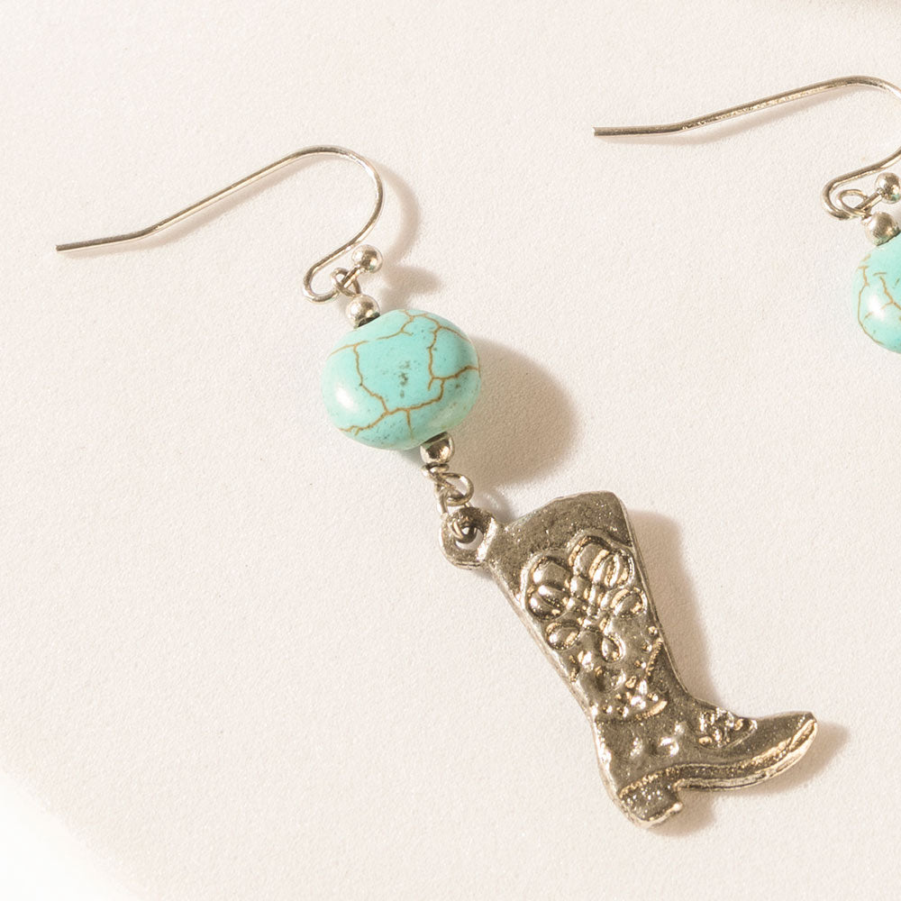 Boots Before Noon Earrings in Sky Teal - Myra USA