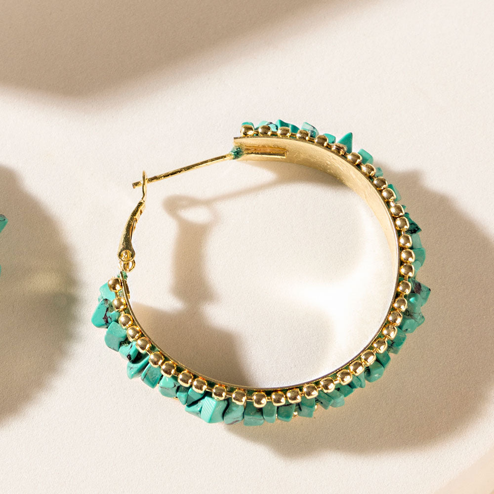 Howlite Halo Earrings in Mineral Teal - Myra USA