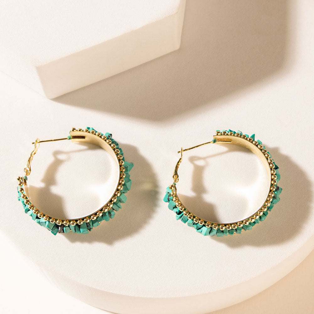 Howlite Halo Earrings in Mineral Teal - Myra USA
