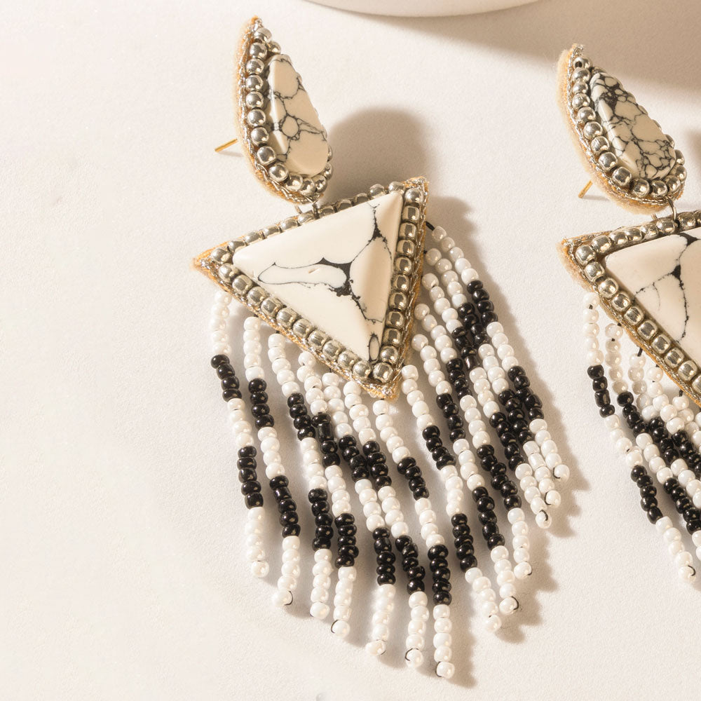 Chevrun Wild Earrings in Salt & Smoke - Myra USA
