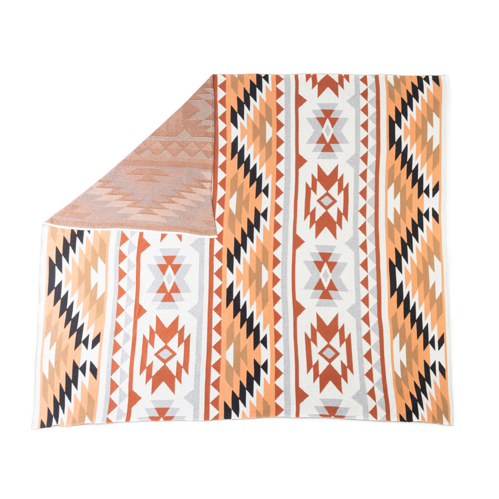 Myra Desert Mesa Aztec Cotton Throw in Saddle Sand - Myra USA