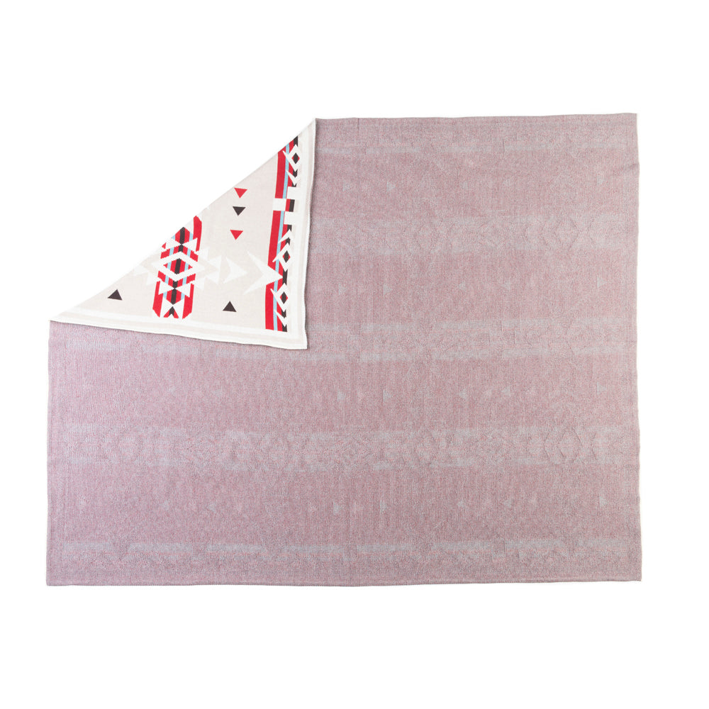 Myra Canyon Arrows Aztec Cotton Throw Blanket in Crimson Ivory - Myra USA