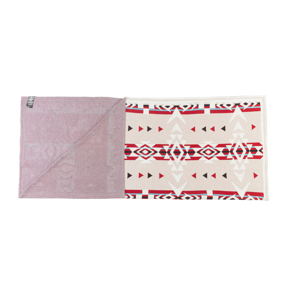 Myra Canyon Arrows Aztec Cotton Throw Blanket in Crimson Ivory - Myra USA