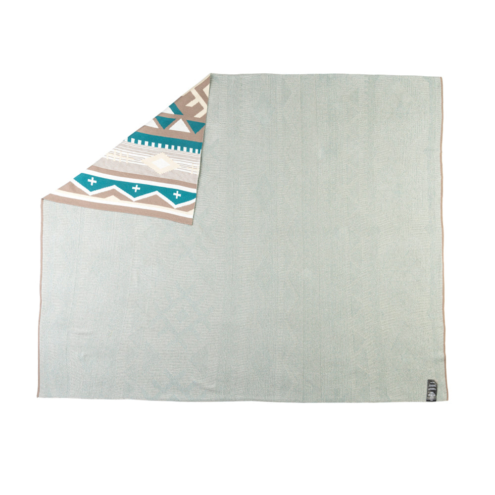 Myra Sagebrush Aztec Cotton Knitted Throw in Teal Dunes - Myra USA