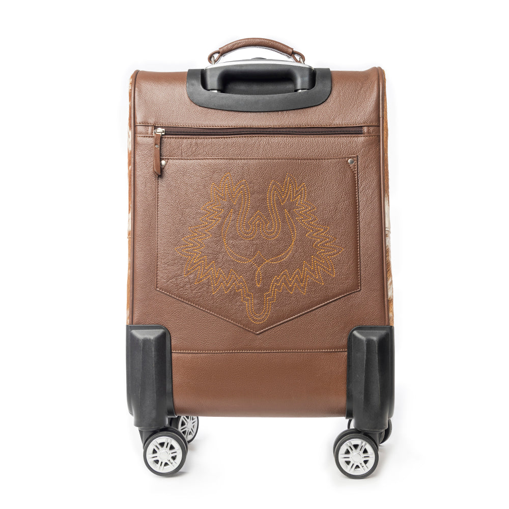 Myra Desert Fawn Handtooled Hairon Leather Trolley in Amber Fawn