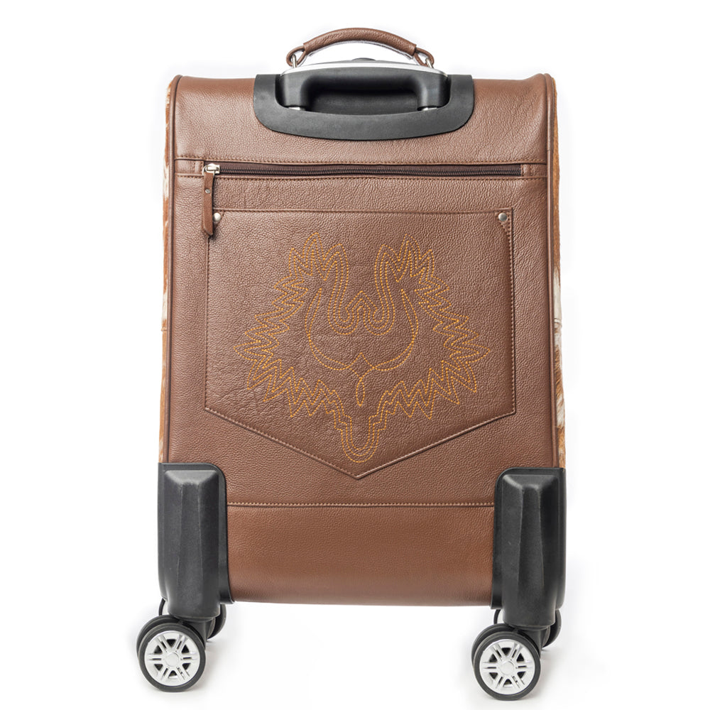 Myra Desert Fawn Handtooled Hairon Leather Trolley in Amber Fawn