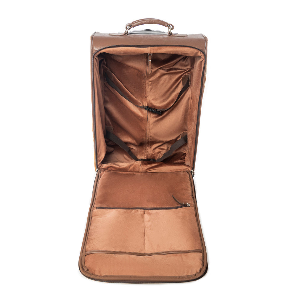 Myra Desert Fawn Handtooled Hairon Leather Trolley in Amber Fawn