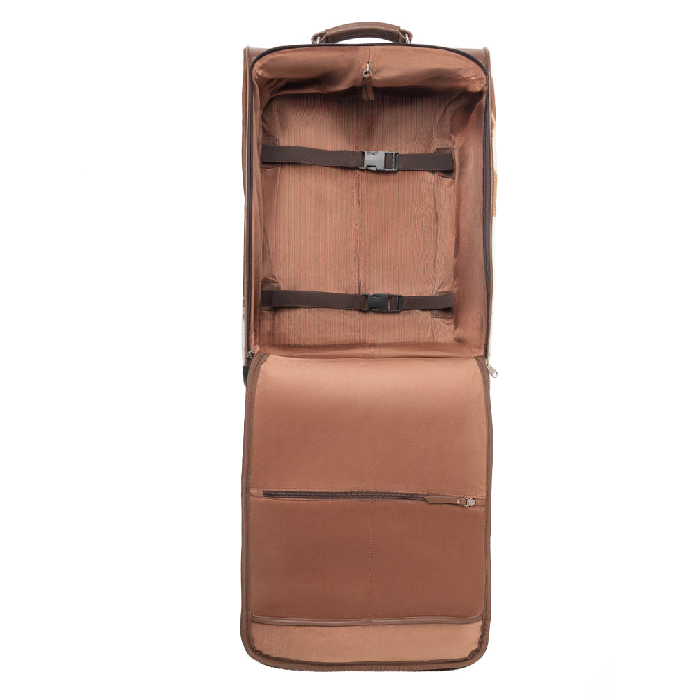Myra Desert Fawn Handtooled Hairon Leather Trolley in Amber Fawn