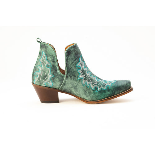 Myra Sagebreeze Embroidered Leather Booties in Lagoon Teal - Myra USA
