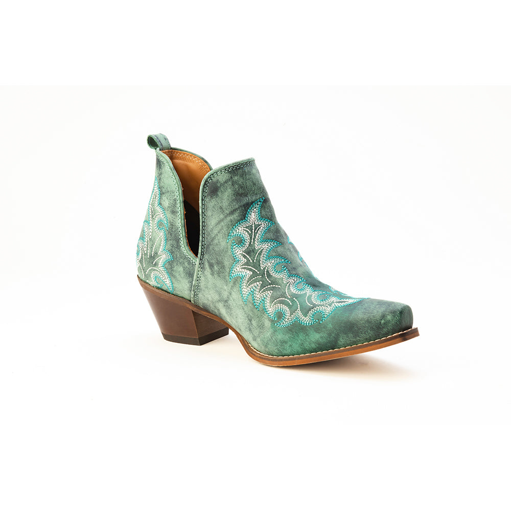 Myra Sagebreeze Embroidered Leather Booties in Lagoon Teal - Myra USA