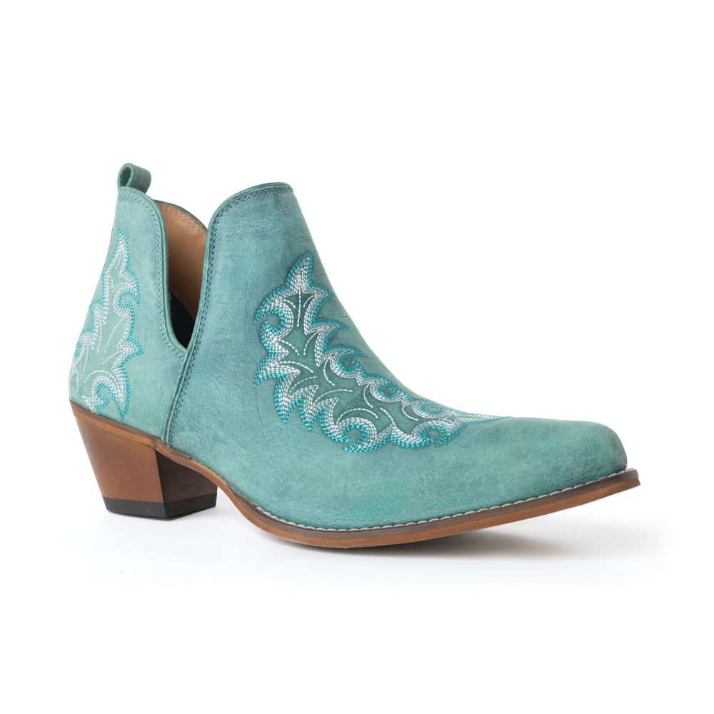 Myra Sagebreeze Embroidered Leather Booties in Lagoon Teal - Myra USA