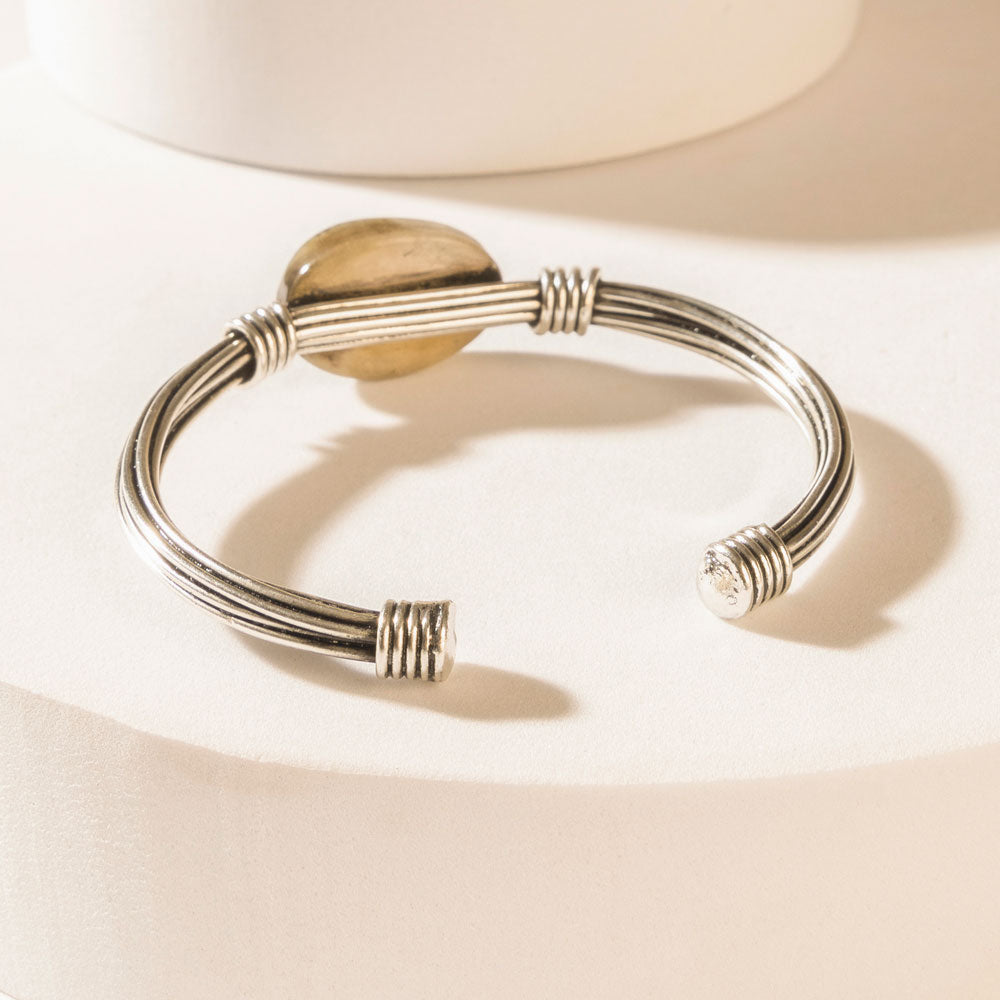 Wanderer’s Orb Cuff in Brushed Silver - Myra USA