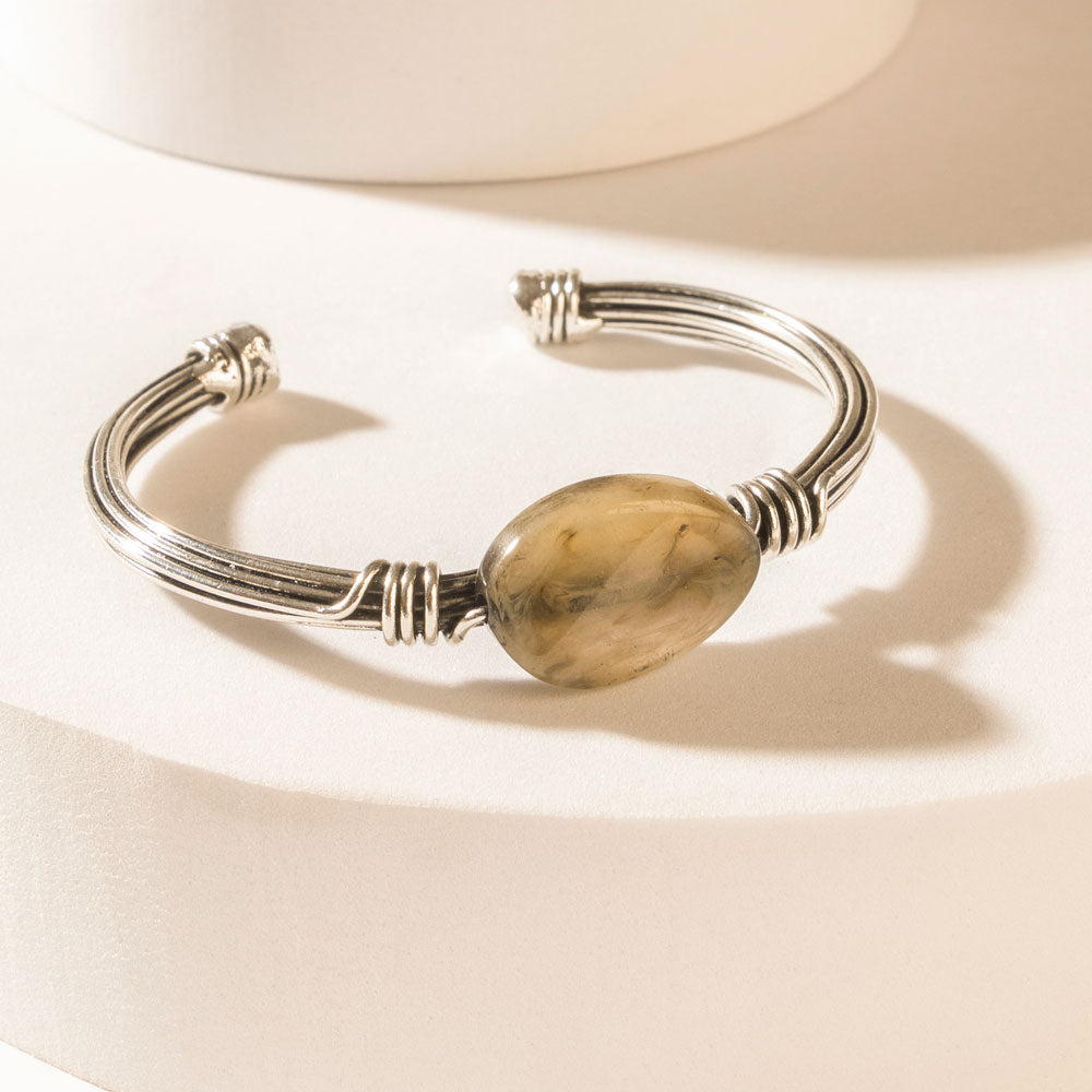 Wanderer’s Orb Cuff in Brushed Silver - Myra USA