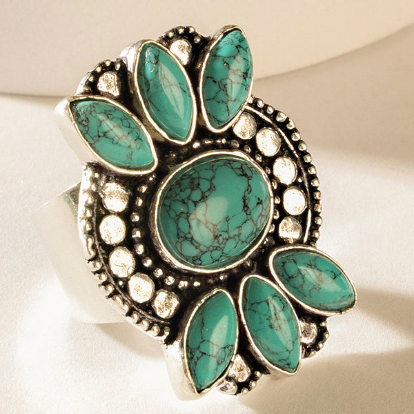 Myra The Wildhalo Ring in Prairie Teal - Myra USA