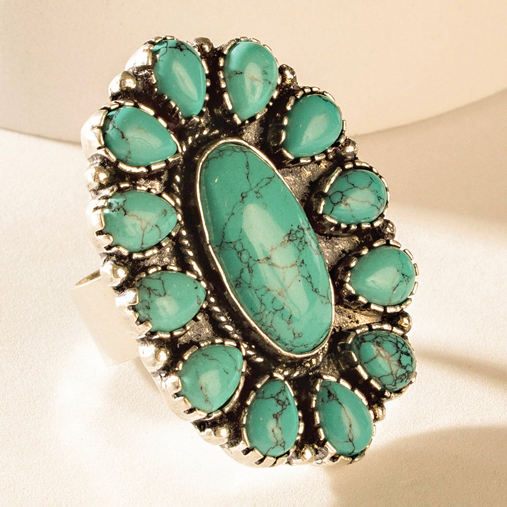 Myra The Sunchaser Ring in Antique Teal