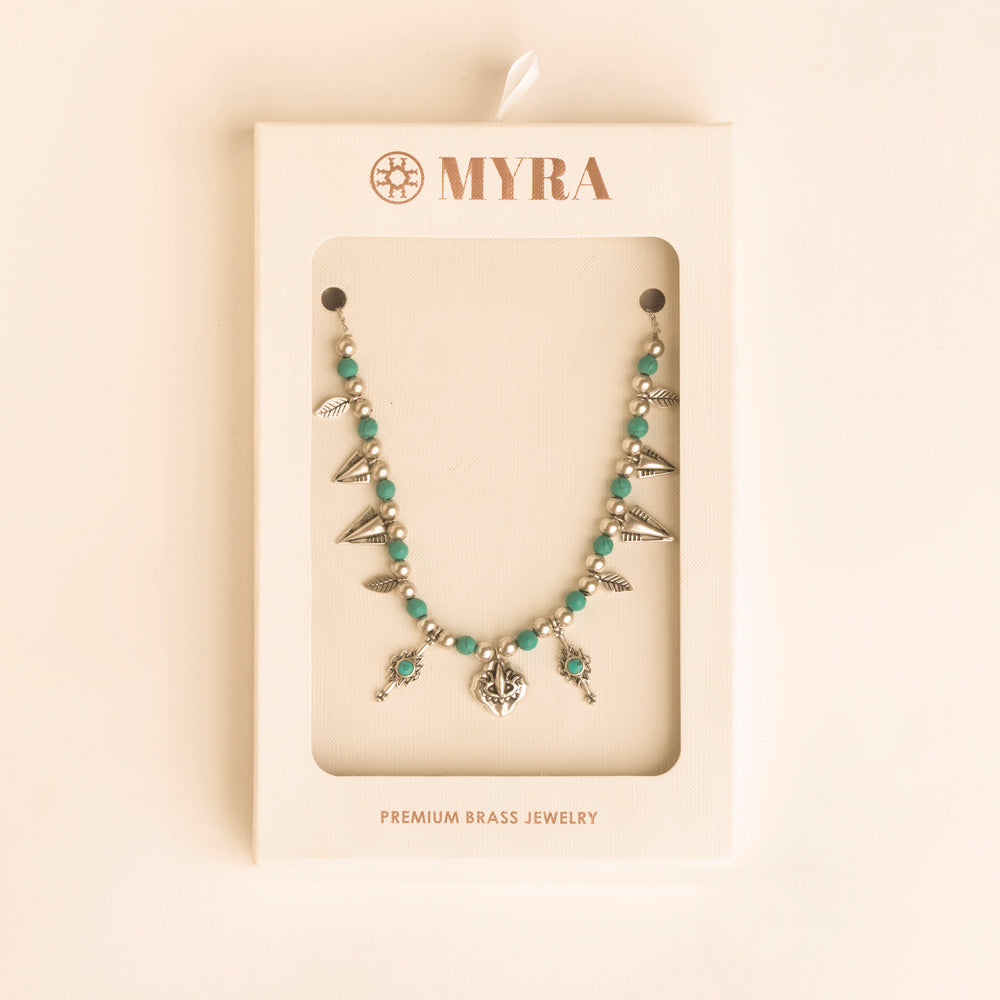 Myra Feather Song Necklace in Nomad Blue