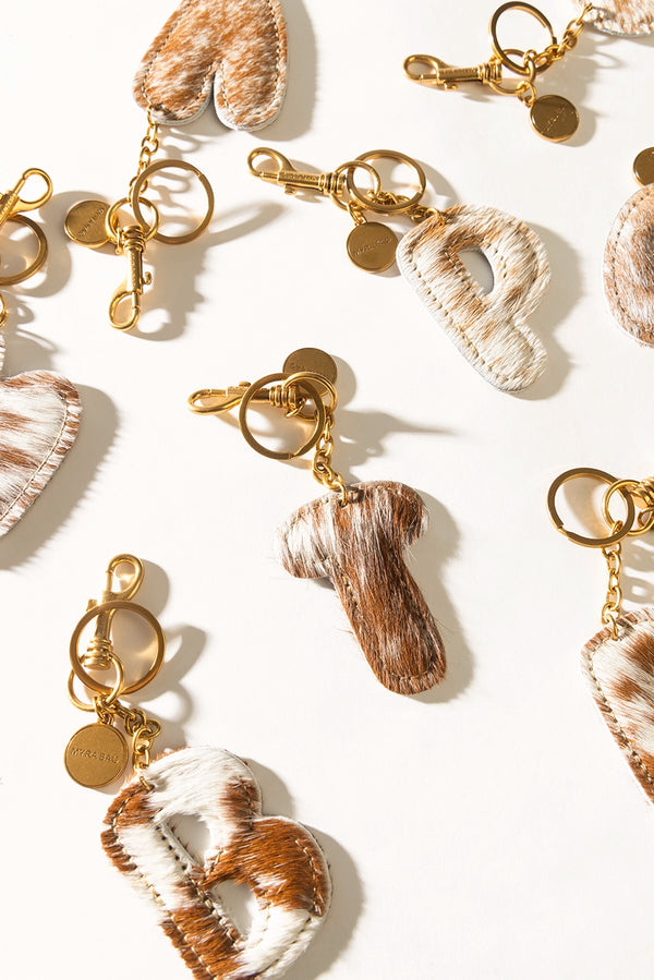 Alpha Hairon Bag Charm in Brown & White - Myra USA