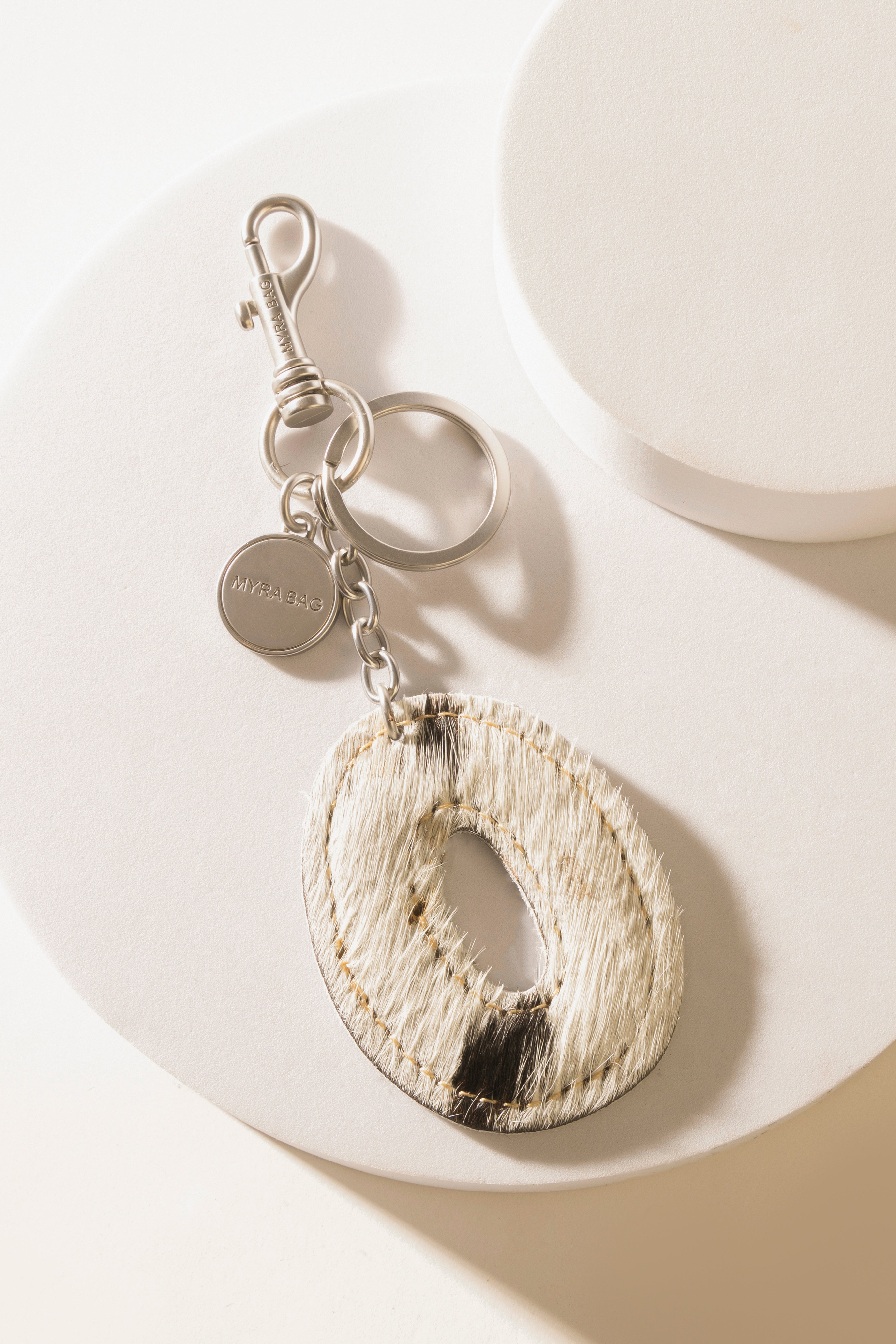 Alpha 'O' Hairon Bag Charm in Vanilla Dust