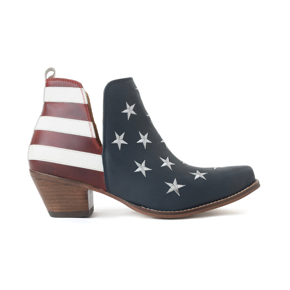 Myra Liberty Star Leather Booties in Vintage Blue - Myra USA