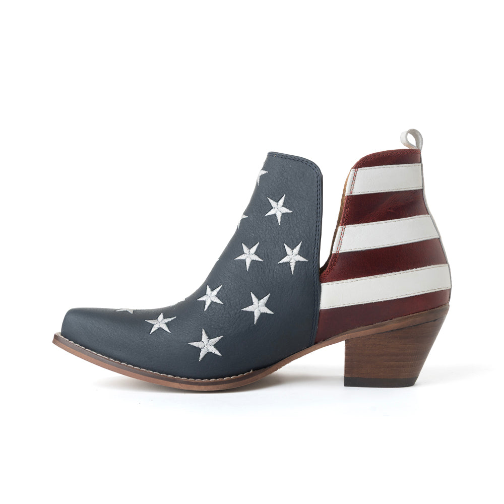 Myra Liberty Star Leather Booties in Vintage Blue - Myra USA