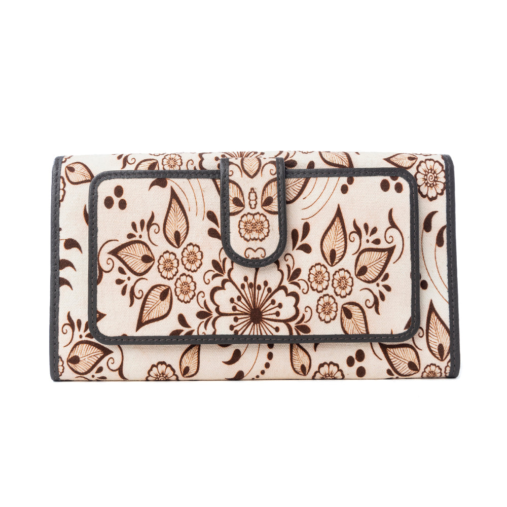 Myra Vanilla Vine Woven Wallet in Sepia Bloom