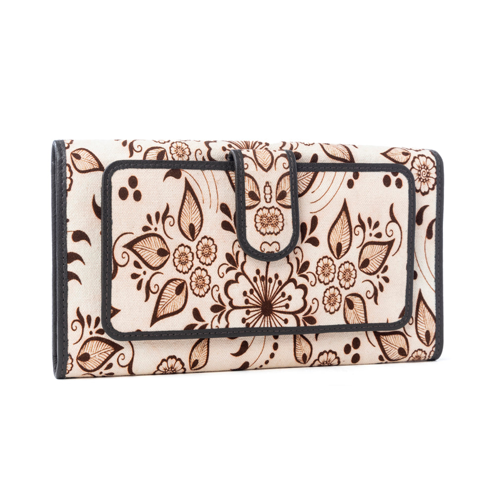 Myra Vanilla Vine Woven Wallet in Sepia Bloom
