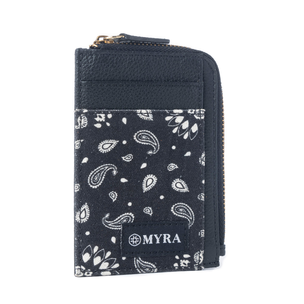 Myra Shadow Paisley Leather Credit Card Holder in Midnight Paiseley