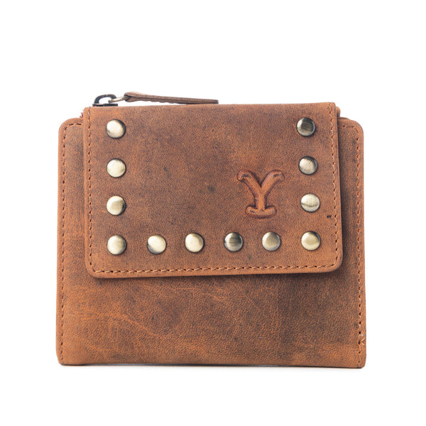 Yellowstone Westmere Studded Credit Card Holder in Amber - Myra USA