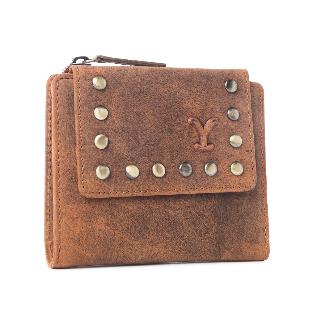Yellowstone Westmere Studded Credit Card Holder in Amber - Myra USA