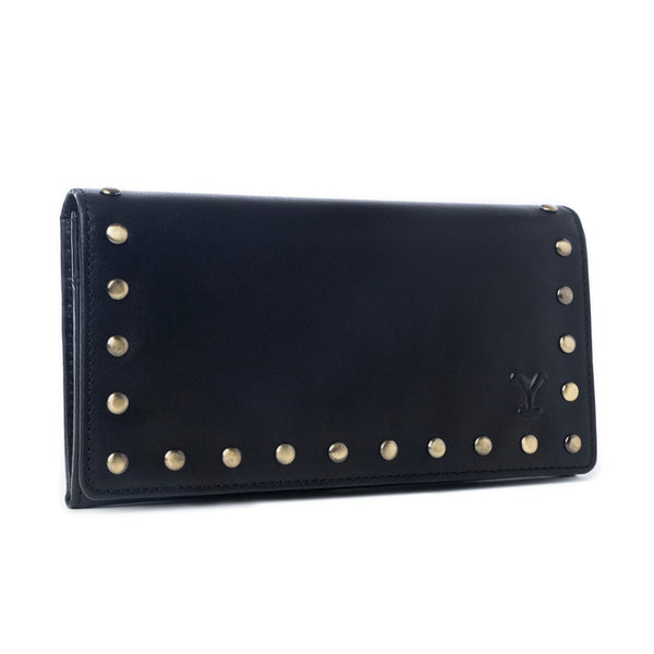 Yellowstone Caldera Leather Wallet with Rivets in Ash - Myra USA