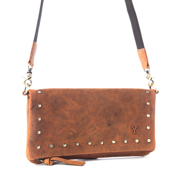 Yellowstone Palisade Clutch Bag with Rivets in Amber - Myra USA