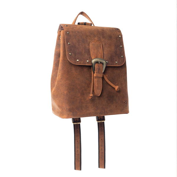 Yellowstone Longhorn Amber Studded Leather Backpack - Myra USA